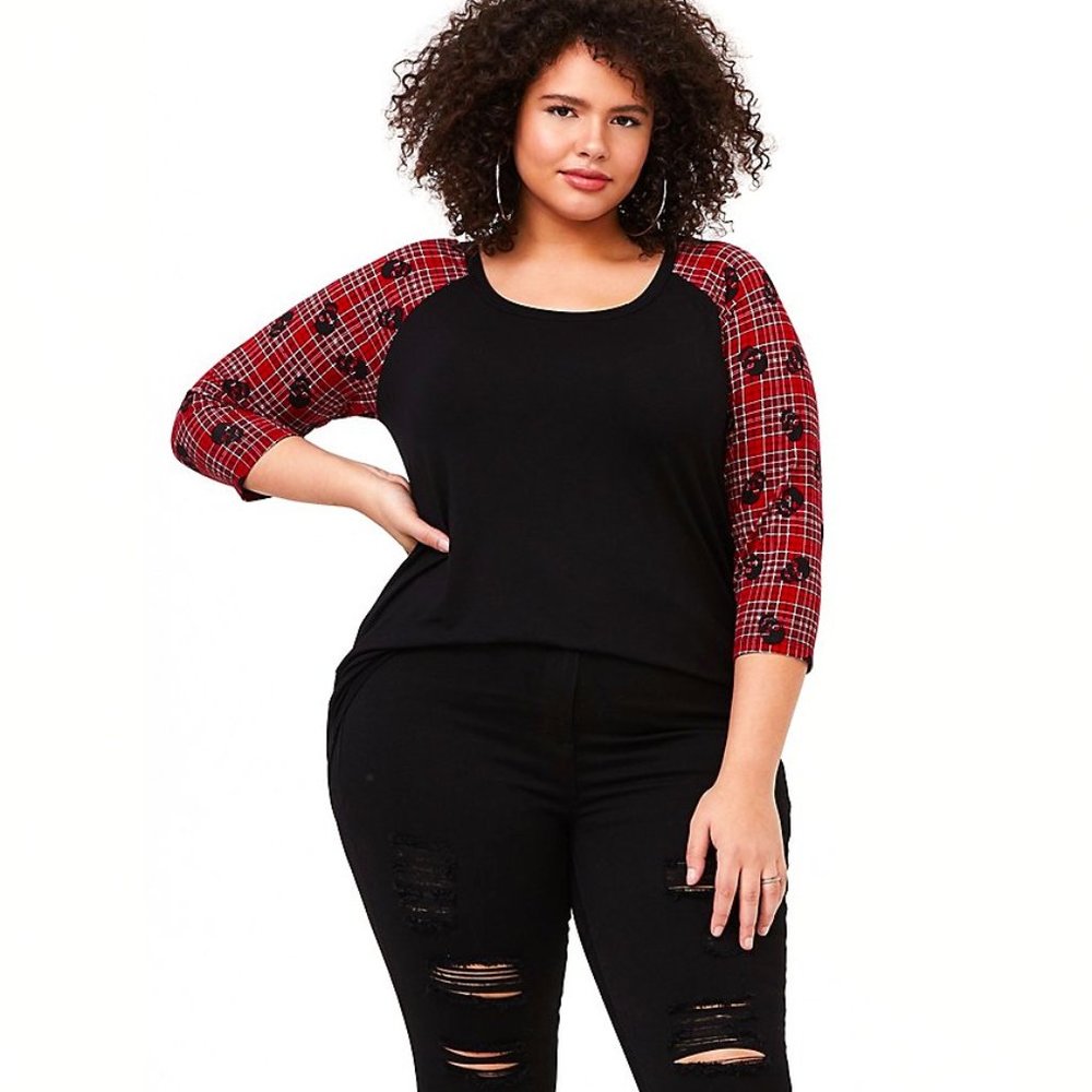 Torrid Super Soft Red / Black Plaid Skull Ragland